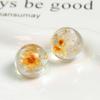 Fresco de verano flor seca lámina de oro cintura alta tambor redondo media pastilla parche de resina aretes DIY tocado zapatos de mujer accesorios de flores