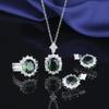 Conjunto de tres piezas de esmeralda de alta calidad, nuevo, de venta transfronteriza, estilo europeo y americano, elegante, con anillo, collar y pendientes para mujer, joyería que combina con todo.