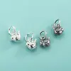 Colgante de pájaro cuco de plata de ley S925, charm de abeja pequeña, pulsera de cuerda trenzada hecha a mano para DIY, colgante de pulsera de cristal