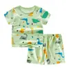 Pijama Curto de Algodão Puro para Meninos, Camisetas de Verão, Roupas para Climatização para Meninas, Roupas de Casa para Crianças de Tamanho Pequeno e Médio