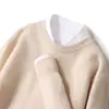 Suéter de lana gruesa para hombre, cuello redondo, manga larga, informal, de negocios, sencillo, holgado, combinable, de punto, para uso exterior, camisa base