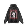 Suéter con capucha de manga larga para hombre y mujer, estilo vintage, dulce y moderno, con estampado de anime, lavado y original de High Street