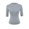 Camiseta Fresca Estilo Desejo Puro com Gola Canoa de Manga Curta para Mulheres, Design de Verão, Modelagem Justa, Top Base que Marca a Cintura