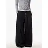 Jeans de Diseño Abotonado de Gama Alta Americana Pantalones de Pierna Ancha para Hombre Calle Alta Atractivos Pantalones Casuales Rayados Doble Plisado