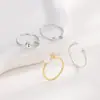 Anillo de Apertura de Perla de Plata de Ley S925 Portador Vacío para Mujeres DIY Moda Perla Redonda Ámbar Cera de Abeja Anillo de Diseño de Nicho