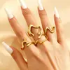 Anillos Asimétricos Europeos y Americanos de Diseño de Nicho con Forma Especial de Anillo de Lava Líquida Set de Anillos Simples de Gama Alta para Mujeres