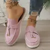 Chinelos 2025 Primavera Novo Feminino Baotou Meio Chinelo Para Usar Fora Mule Sapato Preguiçoso Meio Chinelo Casual