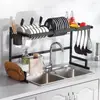 Estante de cocina sobre el fregadero para guardar tazones, escurreplatos para el fregadero, escurridor de platos para el fregadero, estante para secar platos y utensilios