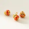 Colgante de calabaza electrochapado en plata de ley 925, accesorio de pulsera DIY de resina finamente elaborado, accesorio de material de cuerda trenzada hecho a mano Q0642