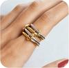 Nuevo Anillo de Circonita Cúbica Apilada de Amazon Oro de 18K Acero de Titanio Grueso Alto Brillo Oro y Plata Anillo Doble
