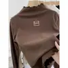 Camiseta de Manga Larga de Felpa para Niñas, Capa Base para Otoño e Invierno, Tallas Mediana a Grande para Niños, Cuello Alto, Cálida, Top con Adorno de Volantes