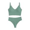 Camisola deportiva con copa triangular y push up, fina, sin aros, de talla grande, con tanga cruzada