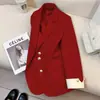 Traje de Mujer Estilo Coreano con Mangas Enrolladas, Múltiples Colores en Stock, Entrega Directa, Nuevo Modelo Otoño 2026, Botón Dorado, Color Brillante, Blazer de Corte Holgado