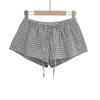 1552-25 Primavera Novo Estilo Europeu e Americano Menina Azul e Branco Listrado Cordão Solto Cordão Casual Shorts Esportivos