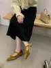 2026 Nuevo Estilo Primavera Nicho Tacón Bajo Punta Cuadrada Poco Profundos Moda Cómodos Elegantes Botonados Zapatos Individuales para Mujer