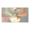 Lámpara ventilador de techo para habitación infantil estilo macarrón crema, protección ocular de espectro completo, ventilador eléctrico integrado silencioso para dormitorio