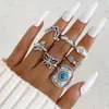 Anel Retrô Estilo Étnico Europeu e Americano Transfronteiriço Borboleta Personalizada Asas de Diamante Anel Bússola com Pedra Preciosa Conjunto de Joias