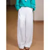 Pantalones Largos Casuales Sueltos Estilo Papá de Alta Calidad con Dobladillo y Costura, Cintura Elástica, Lyocell+Lino Fresco al Tacto para Verano
