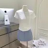 Conjunto Saia Versátil de Verão Fresco Azul Claro Listrado Estilo Coreano Saia Lápis