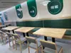 Combinação de Mesa e Cadeira Restaurante de Fast Food Mármore Aço Inoxidável Mesa e Cadeiras de Ardósia Mesa Redonda Negociação Retangular Loja de Chá de Leite