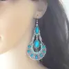 Pendientes de Gota Retro Europeos y Americanos Transfronterizos Pendientes Largos Huecos Tallados Étnicos Bohemios Joyería
