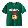 Roupa Infantil Transfronteiriça ROBLOX Camiseta para Meninos e Meninas Verão Europeu e Americano Camiseta de Algodão de Manga Curta Jaqueta de Manga Curta para Homens e Mulheres de Comércio Exterior