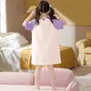 Verano Nuevo Camisón Infantil de Dibujos Animados para el Hogar Ropa Familiar de Verano para Madre e Hija Pijamas de Algodón de Manga Corta para Niños Medianos y Grandes