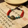 Nova pulseira tecida dupla estilo étnico chinês, cordão de mão com contas estilo retrô de nicho, pulseira exótica do Tibete, pulseira feminina estilo chinês