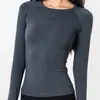 Roupa Fitness Primavera e Outono Camiseta Esportiva Gola Redonda Treinamento de Corrida Secagem Rápida Roupa Modeladora Leve Ajustada Top de Yoga