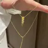 Colar Pingente de Franja com Zircônia de Espiga de Trigo Quadrada Moda Luxo Leve Temperamento Corrente de Clavícula Nicho Joias de Alta Qualidade Atacado
