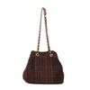 Bolsa de Moda Xadrez de Nicho 2025 Nova Tendência Versátil Corrente Feminina Bolsa Transversal Bolsa de Ombro Tipo Balde Xadrez