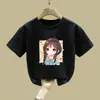 2369# camiseta casual de manga curta para meninas algodão 2025 verão nova roupa esportiva infantil camiseta de verão para menina pequena