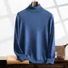 Nuevo Suéter de Cachemira para Hombre Otoño e Invierno 2024 Cuello Alto Color Liso Básico Camiseta Interior Cálida Casual de Negocios para Hombre de Mediana Edad