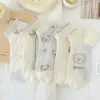 Calcetines Cortos de Algodón Transpirables Suaves y Elásticos de 10A Anti-Olor, Calcetines de Malla Fina de Verano Lindos para Estudiantes, Versátiles y Dulces