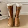 Retro Plus Velvet Thickened Height Increasing Thick Sole Snow Boots Women's 2026 New Winter Non-slip Northeast Fur Cotton Shoes