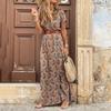 2023Ebay Aliexpress Wish Vestido Floral de Moda para Mujer de Estilo Bohemio con Cuello en V de Gran Venta