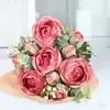 Ramo de Rosas de Loto Simuladas Flores Falsas para Boda Fotografía Decoración del Hogar Accesorios para Ramo de Novia