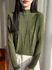 Suéter de punto con cuello semialto de lentejuelas y manga larga, camisa base brillante de lujo ligero, capa interior versátil y elegante para otoño e invierno