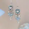 Pendientes de Borla Completos de Diamantes Coloridos Dulces para Mujer, Nuevo Estilo Chino, Pendientes Exquisitos de Nicho de Alta Gama, Estilo de Lujo Ligero, Accesorios Versátiles para Orejas