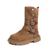 Nuevas Botas de Media Caña con Cremallera Lateral Estilo Británico Retro con Hebilla para Niñas Otoño/Invierno 2026 Uso Bidireccional Botas Individuales
