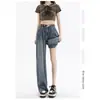Jeans Retro Sueltos de Pierna Ancha para Mujer 2025 Nuevo Primavera y Verano Cintura Alta Aspecto Adelgazante Caída Recta Pantalones de Largo hasta el Suelo