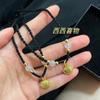Collar Tejido Candado Fu Pai Ping An Cuerda Negra Simple Elegante Estudiante Lujo Ligero Cadena de Cuello Otoño e Invierno Joyería Colgante para Novia