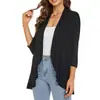 Roupas Femininas Europeias e Americanas Transfronteiriças Estação Independente da Amazon Outono Novo Cardigan de Cor Sólida Jaqueta Manga Sete Babados Top