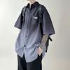 Verão Nova Tie-Dye Gradiente Marca Tendência Camisa de Manga Curta Masculina High-End Solta Bonita Tendência Casual Camisa Cinco Pontos