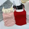 Camisola dulce y picante para mujer, ropa interior y exterior, hermosa tira con almohadilla en el pecho, diseño plisado, top adelgazante de corte entallado.