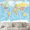 Tapiz Decorativo de Pared con Mapa del Mundo, Tela de Fondo de Poliéster Adecuada para Sala de Estar y Oficina, Se Puede Hacer Según Tu Propio Diseño