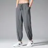 Pantalones casuales para hombre para verano, pantalones rectos finos con caída, pantalones deportivos de secado rápido, pantalones largos holgados de pierna ancha de seda helada para hombre