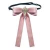 Comercio Exterior Transfronterizo Ropa de Verano Estilo Nuevo Strass Rayas Rosas Camisa de Niña con Pajarita Broche de Cuello con Lazo