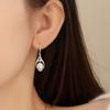 Original S925 Sterling Silver Wing Guardian Ear Hook Retro Simple Light Luxury Brincos de Pérolas de Água Doce Micro-incrustadas Brincos de Zircônia