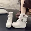 Botas Versátiles de Capa con Suela Gruesa y Hebilla de Cuero 2026 Nuevos Retro Adelgazantes Punta Redonda Combinan Bien con Faldas Botines Versátiles Birkenstock